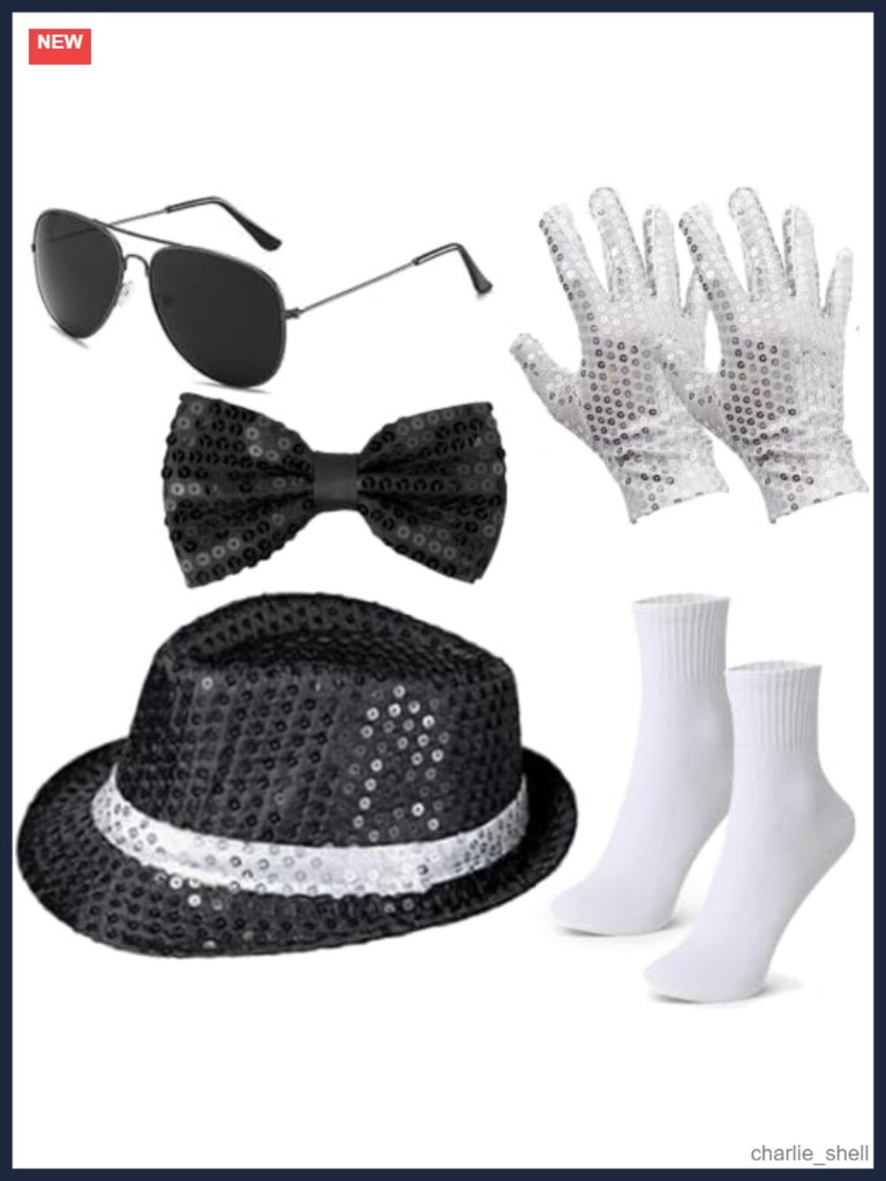 70s 80s Disco Dance Star Costume Set Sequin Hat Gloves Bow Tie Sunglasses